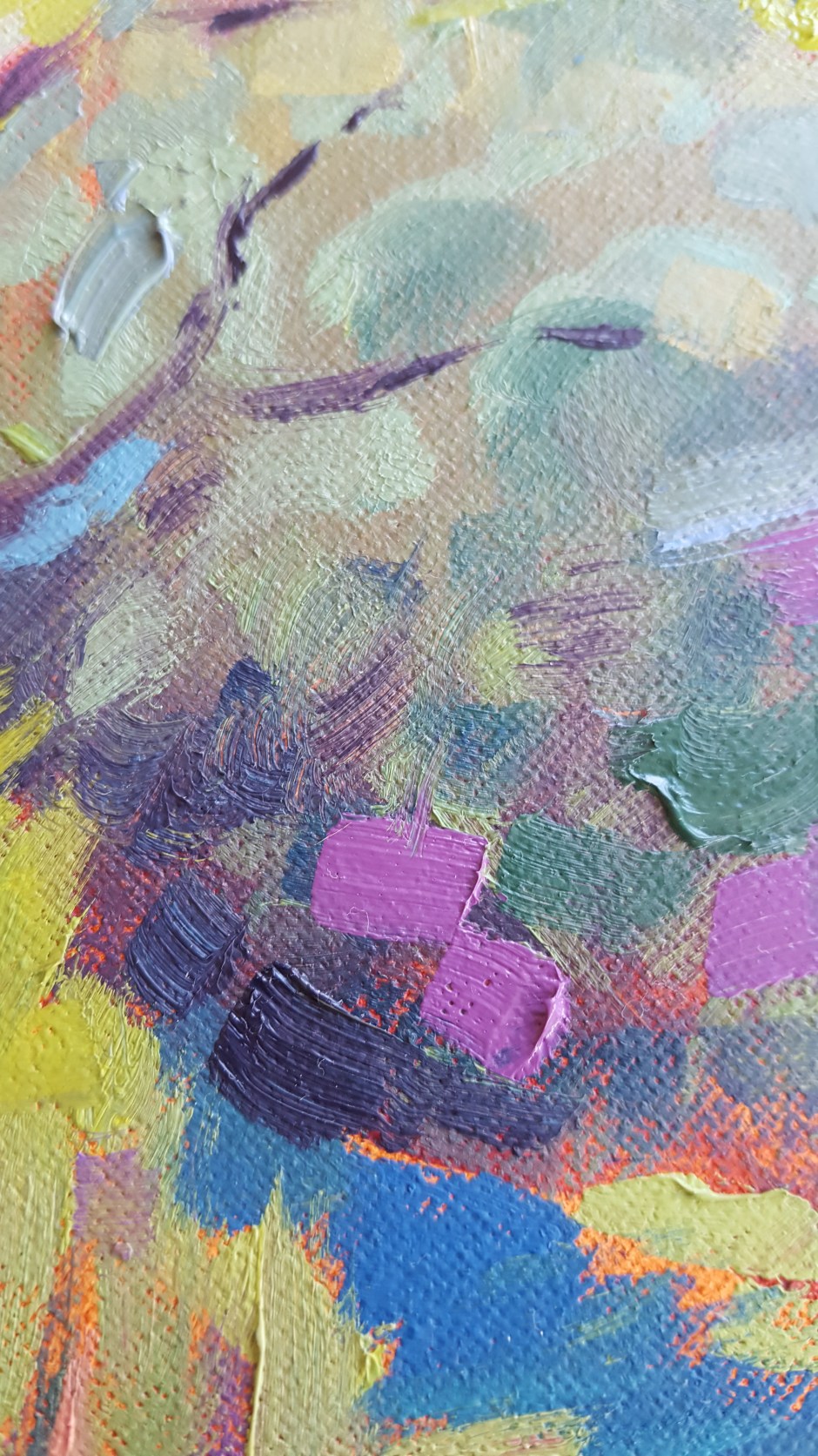 Lake by the Hills Bhavna Misra Oil 2017 brushwork 3