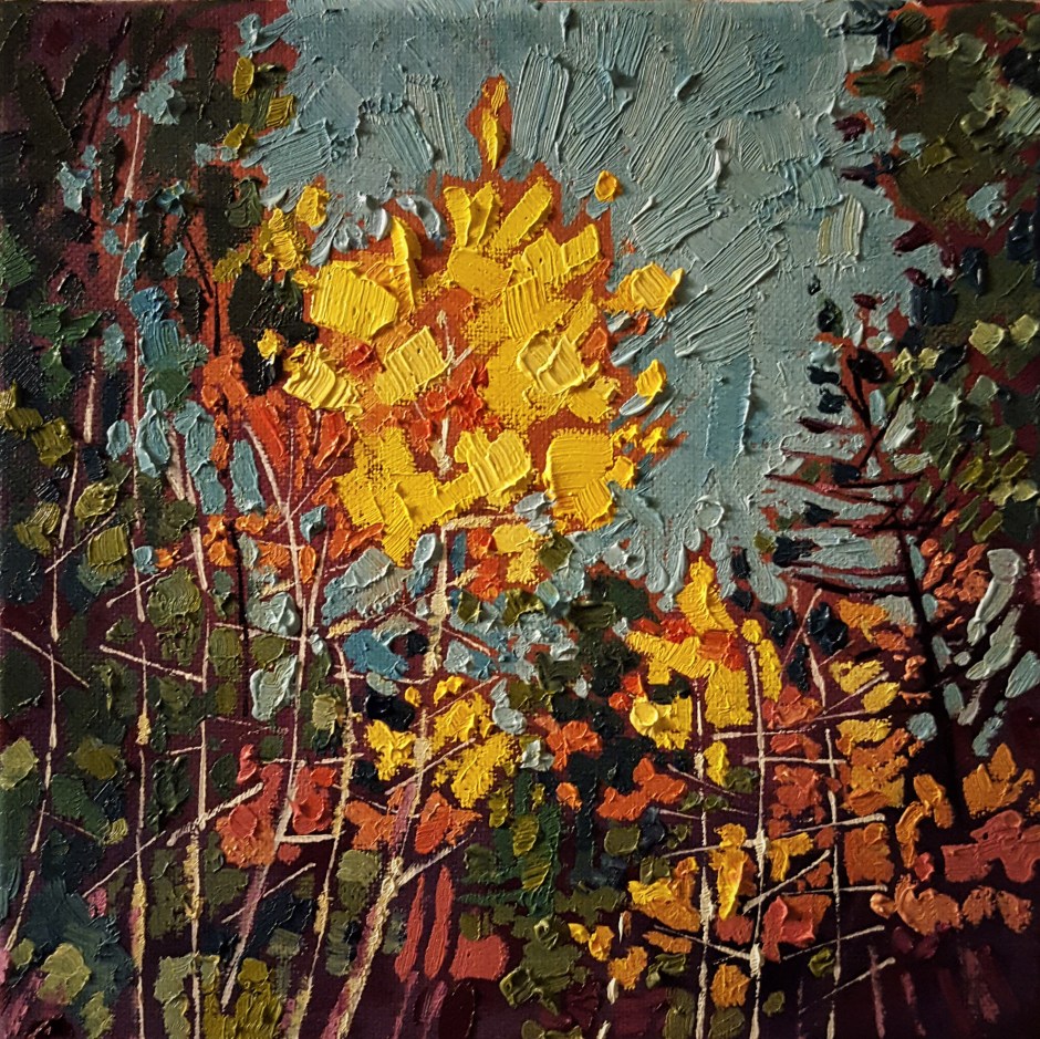 Sunburst Aspen in Fall Bhavna Misra 2018 Oil